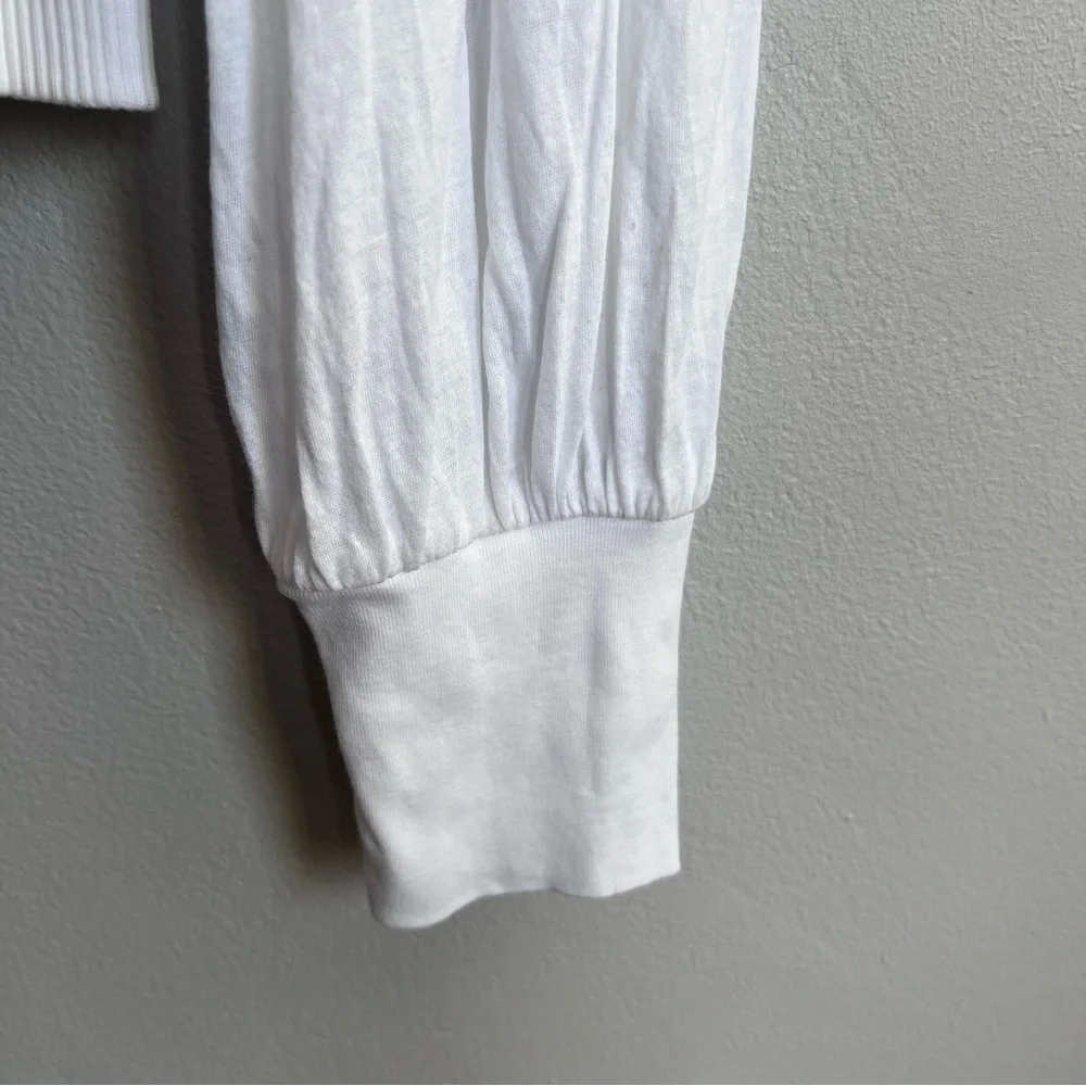 Madewell Ribbed Puff‎ Sleeve Top White Long Sleeve S Cotton